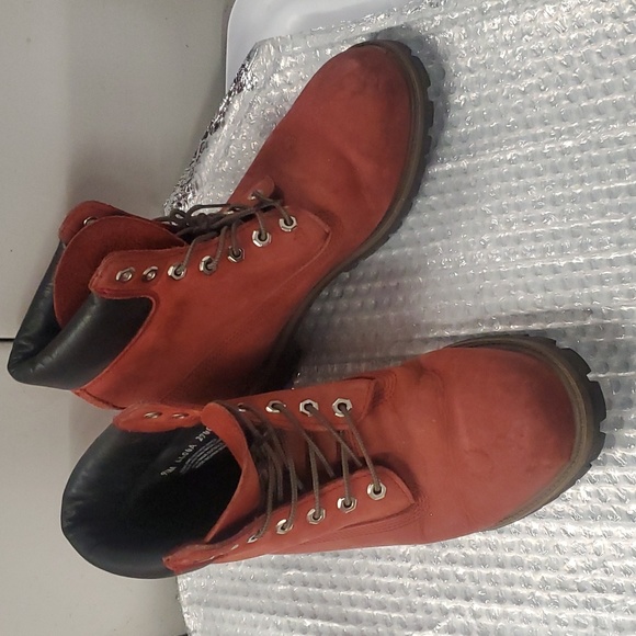 Hiking boots Timberlands Berry red Suede leather 9.5 M - Picture 2 of 9